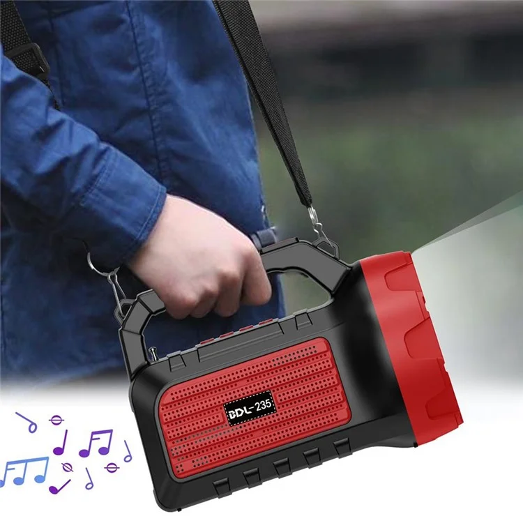 BDL-235 Portable Outdoor Solar Rechargeable Bluetooth-compatible Speaker LED Flashlight FM Radio Wireless Music Subwoofer Support TF / U-disk / AUX - Blue