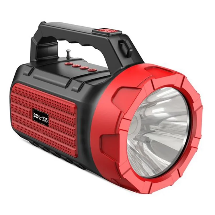 BDL-235 Portable Outdoor Solar Rechargeable Bluetooth-compatible Speaker LED Flashlight FM Radio Wireless Music Subwoofer Support TF / U-disk / AUX - Red