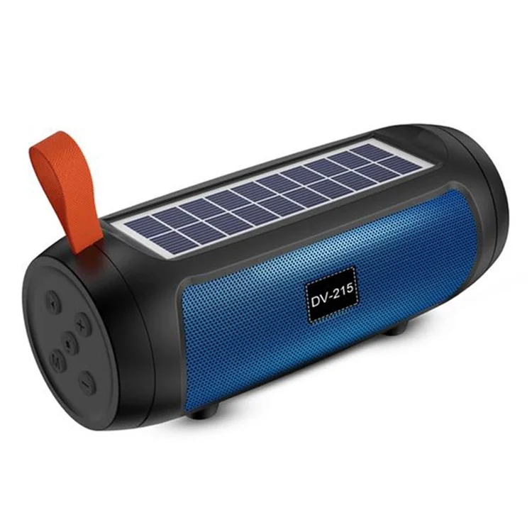 DV-215 Portable Outdoor Solar Rechargeable Bluetooth-compatible Speaker LED Flashlight FM Radio Wireless Music Subwoofer Support TF / U-disk - Blue