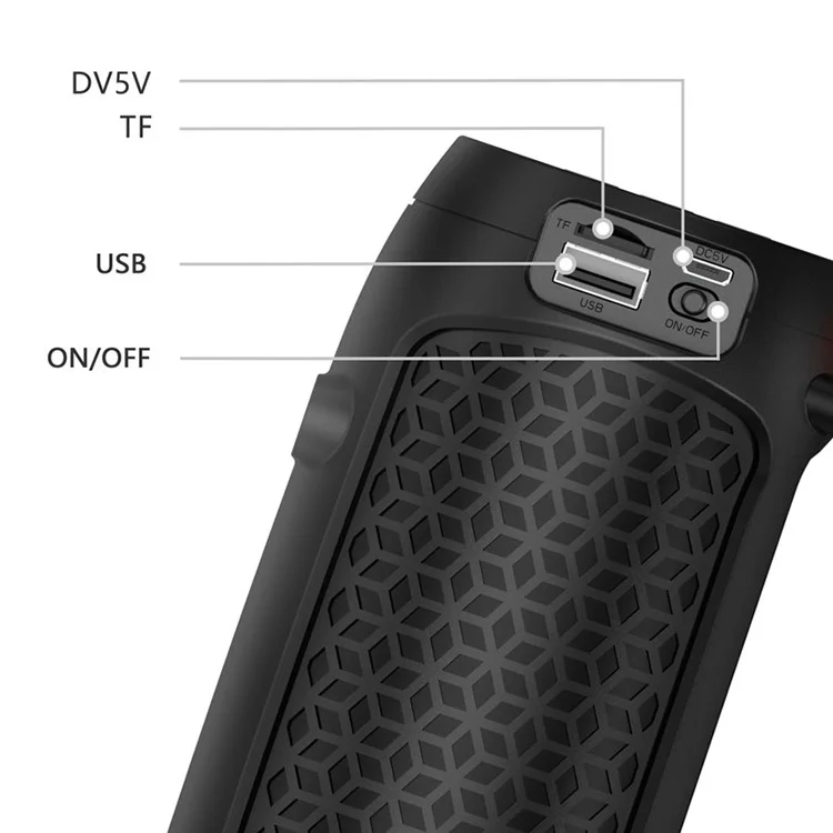 DV-215 Portable Outdoor Solar Rechargeable Bluetooth-compatible Speaker LED Flashlight FM Radio Wireless Music Subwoofer Support TF / U-disk - Blue
