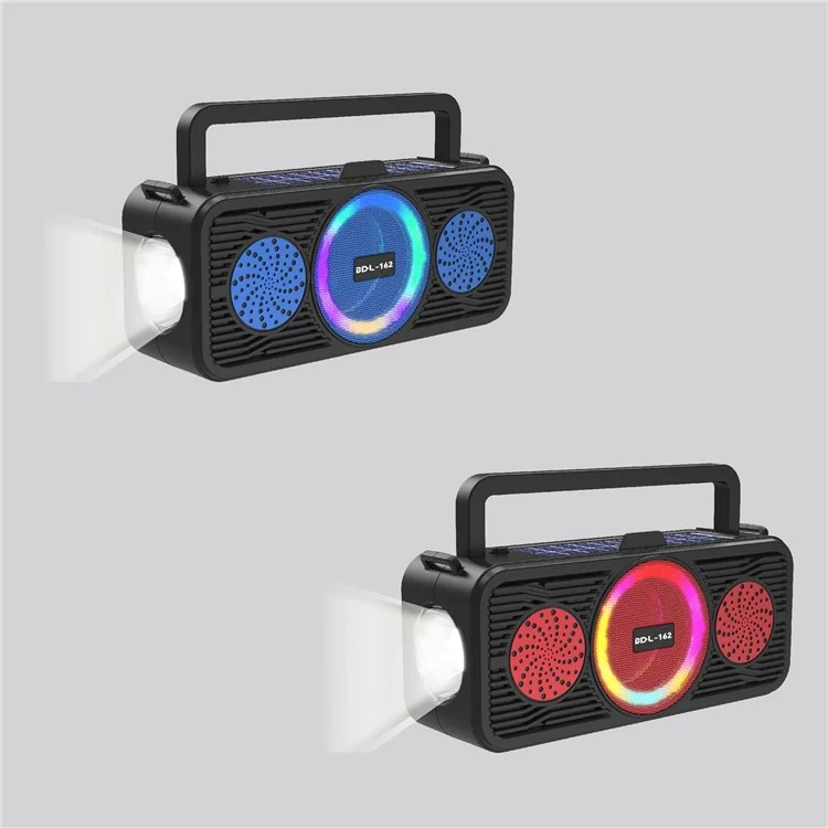 Enceinte Bluetooth solaire BDL-162 avec anneau lumineux coloré Portable Outdoor Sport Fitness Haut-parleur sans fil avec caisson de graves - Rouge