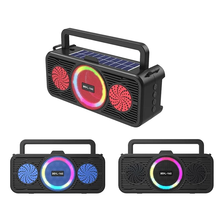 Enceinte Bluetooth solaire BDL-162 avec anneau lumineux coloré Portable Outdoor Sport Fitness Haut-parleur sans fil avec caisson de graves - Rouge