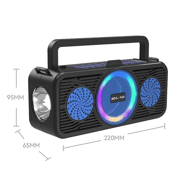 Enceinte Bluetooth solaire BDL-162 avec anneau lumineux coloré Portable Outdoor Sport Fitness Haut-parleur sans fil avec caisson de graves - Rouge
