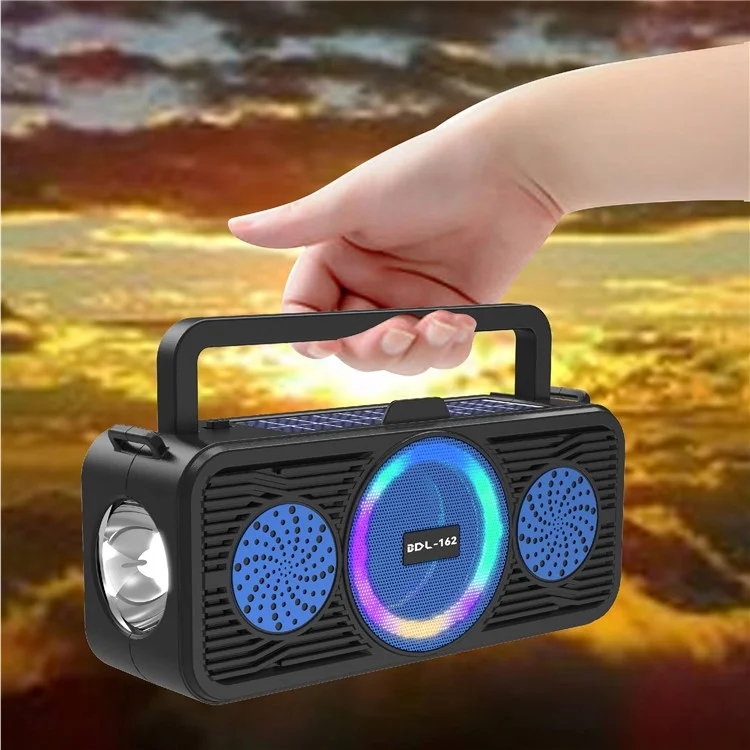 Enceinte Bluetooth solaire BDL-162 avec anneau lumineux coloré Portable Outdoor Sport Fitness Haut-parleur sans fil avec caisson de graves - Rouge