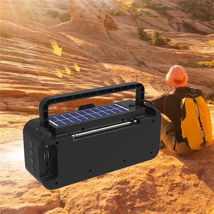 Enceinte Bluetooth solaire BDL-162 avec anneau lumineux coloré Portable Outdoor Sport Fitness Haut-parleur sans fil avec caisson de graves - Rouge