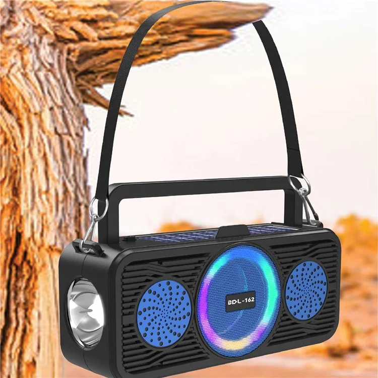 Enceinte Bluetooth solaire BDL-162 avec anneau lumineux coloré Portable Outdoor Sport Fitness Haut-parleur sans fil avec caisson de graves - Rouge