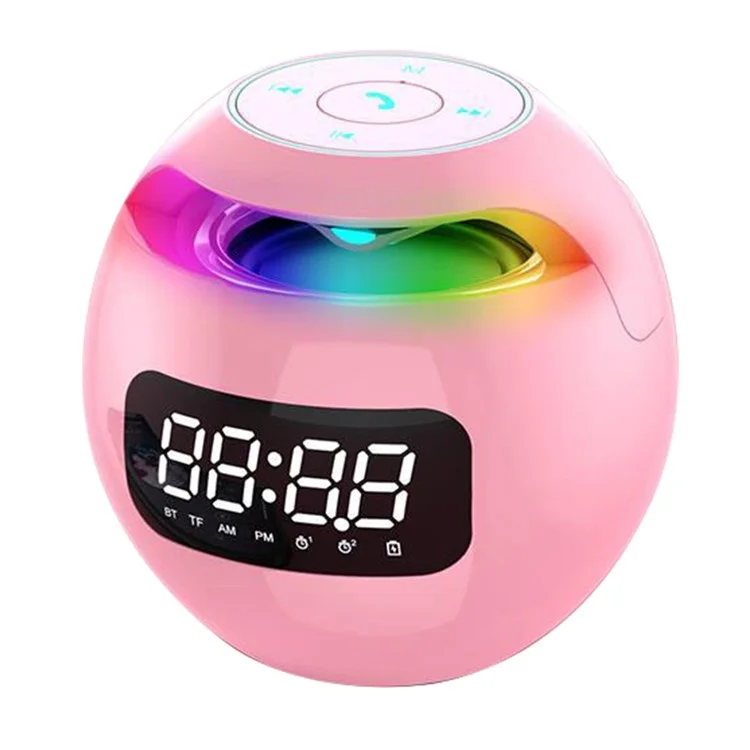 Haut-parleur portable sans fil Bluetooth en forme de boule G-90Q Réveil Radio FM Subwoofer intelligent (Version anglaise / Sensing) - Rose