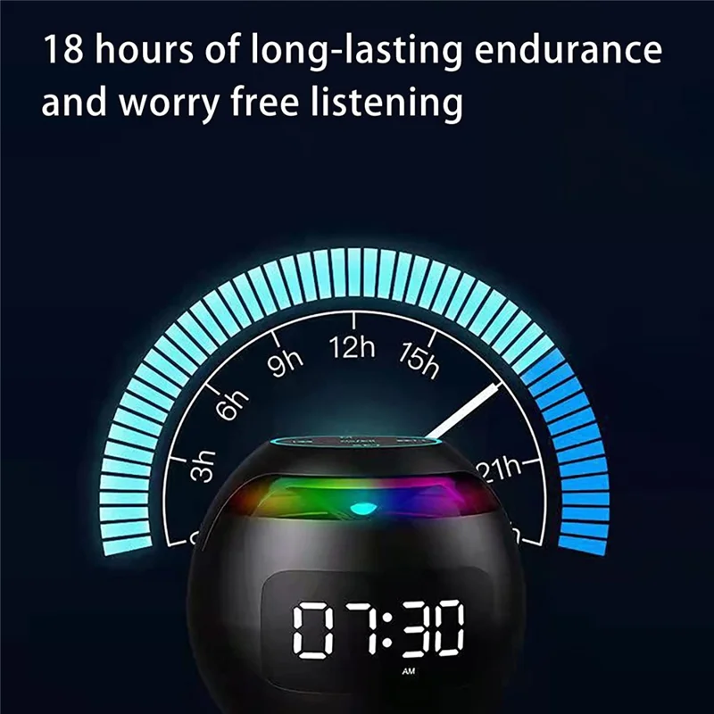 G-90Q Portable Wireless Bluetooth-compatible Speaker Ball Shape Alarm Clock FM Radio Smart Subwoofer (English / Sensing Version) - White