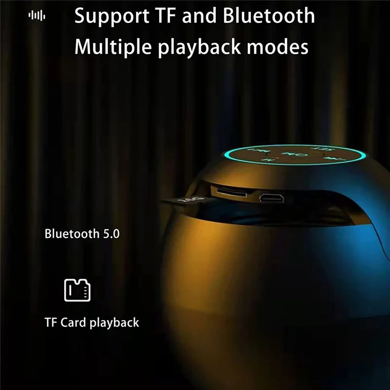 G-90Q Portable Wireless Bluetooth-compatible Speaker Ball Shape Alarm Clock FM Radio Smart Subwoofer (English / Sensing Version) - White