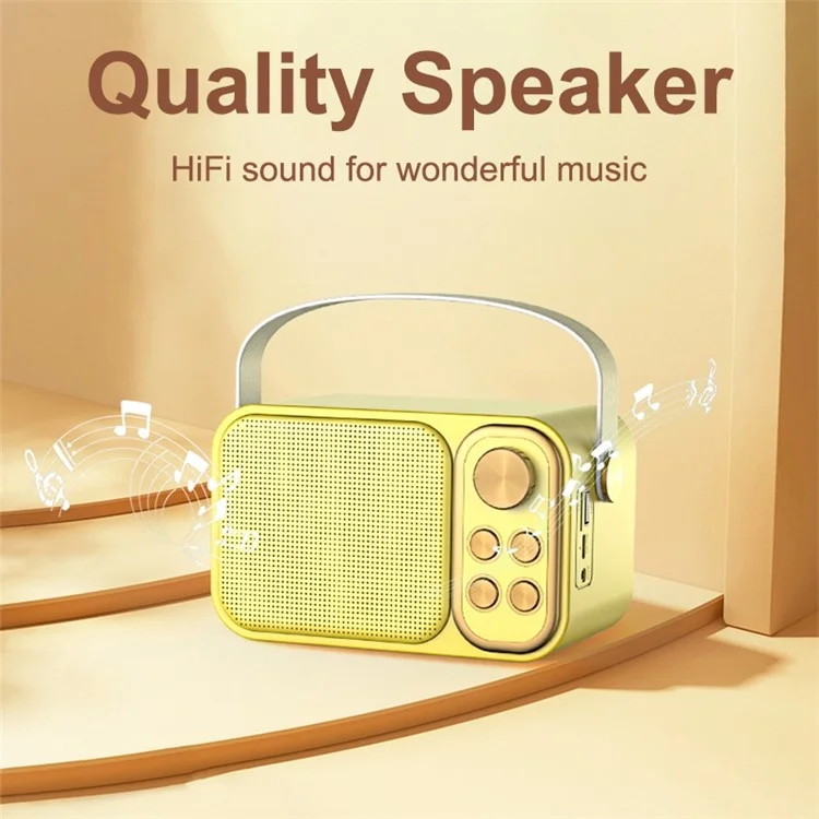 YS103 Portable K Song Bluetooth-compatible Soundbox Wireless Speaker Microphone Set Outdoor Family Party Singing Song Subwoofer - Gold