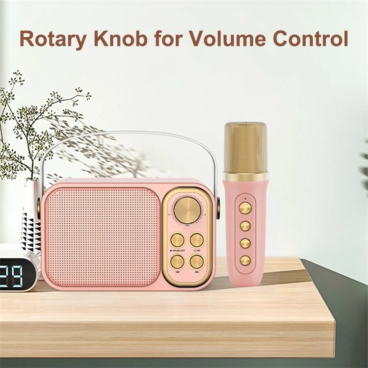 YS103 Portable K Song Bluetooth-compatible Soundbox Wireless Speaker Microphone Set Outdoor Family Party Singing Song Subwoofer - Gold