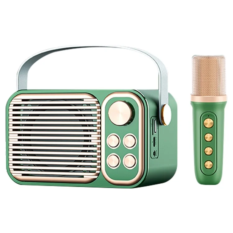 YS104 Multifunction Bluetooth-compatible Portable Mini Speaker Karaoke Machine Wireless Microphone Supports Bluetooth-compatible / USB / TF Card for Home Party - Green