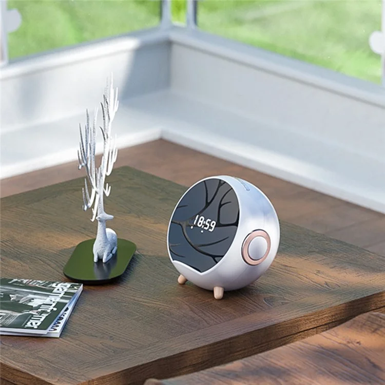 Smart Bluetooth Support Support Wireless Charging Home Voice Mirror Design Mini -alto -falante Com Telefone Celular