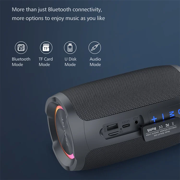 ZEALOT S49 Altavoz Bluetooth portátil recargable de 20W a prueba de agua con graves pesados Altavoz de música inalámbrico con subwoofer