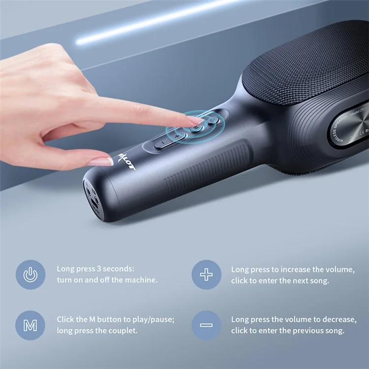 ZEALOT S58 Wireless Bluetooth-compatible Karaoke Microphone Rechargeable Home KTV Party Handheld Mic Speaker - Black