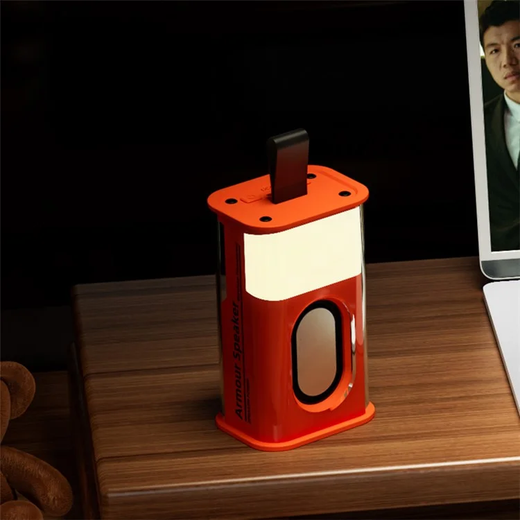 WJ-A36 Transparent Armour Style Wireless Bluetooth-compatible Speaker Portable Small Speaker Outdoor Subwoofer Sound Amp - Orange