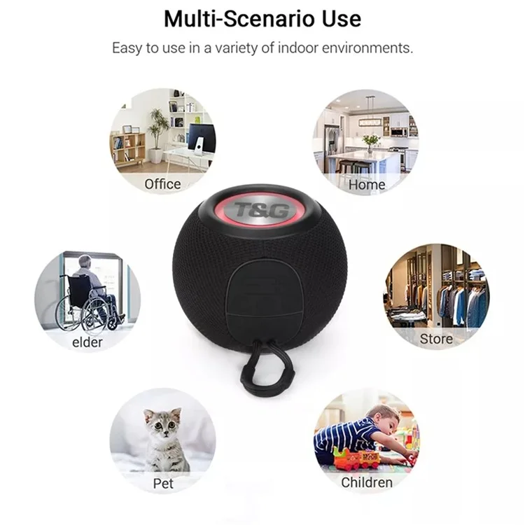 Беспроводная Bluetooth-колонка T&G TG337 с 3D-стереозвуком и сабвуфером, водонепроницаемая, для использования на улице - черная