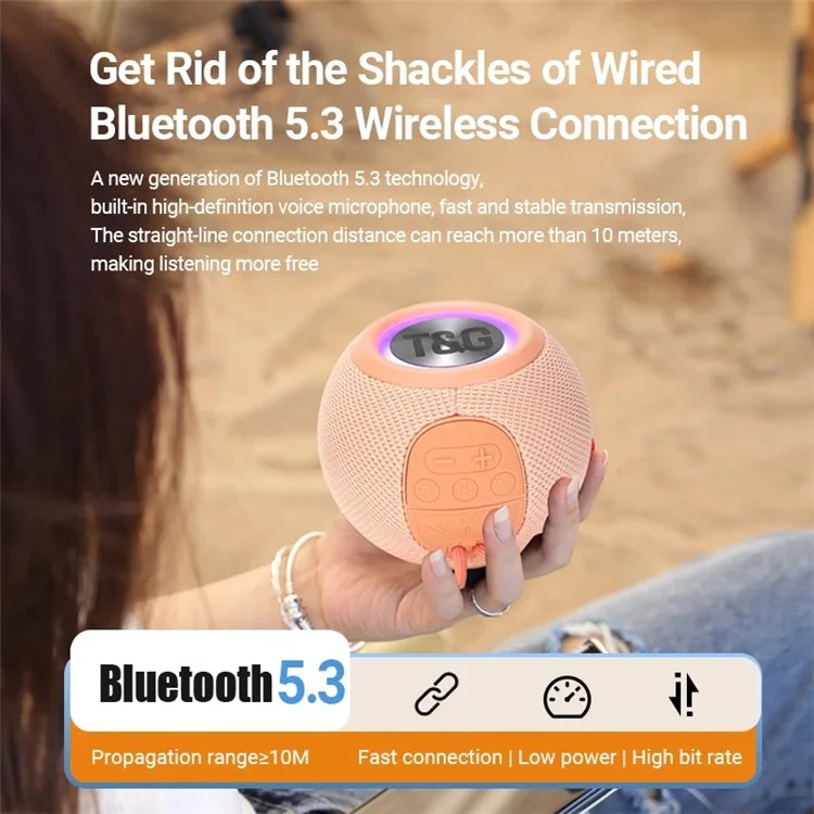 Беспроводная Bluetooth-колонка T&G TG337 с 3D-стереозвуком и сабвуфером, водонепроницаемая, для использования на улице - черная