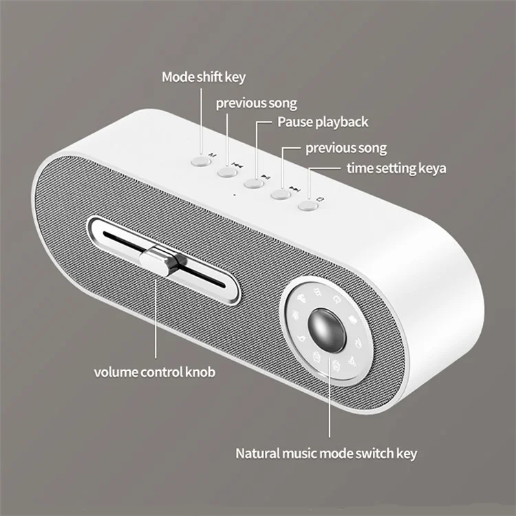 JY-78 White Noise Sleep Bluetooth Speaker Subwoofer Indoor Portable Wireless Speakers Support Memory Card, U Disk - White