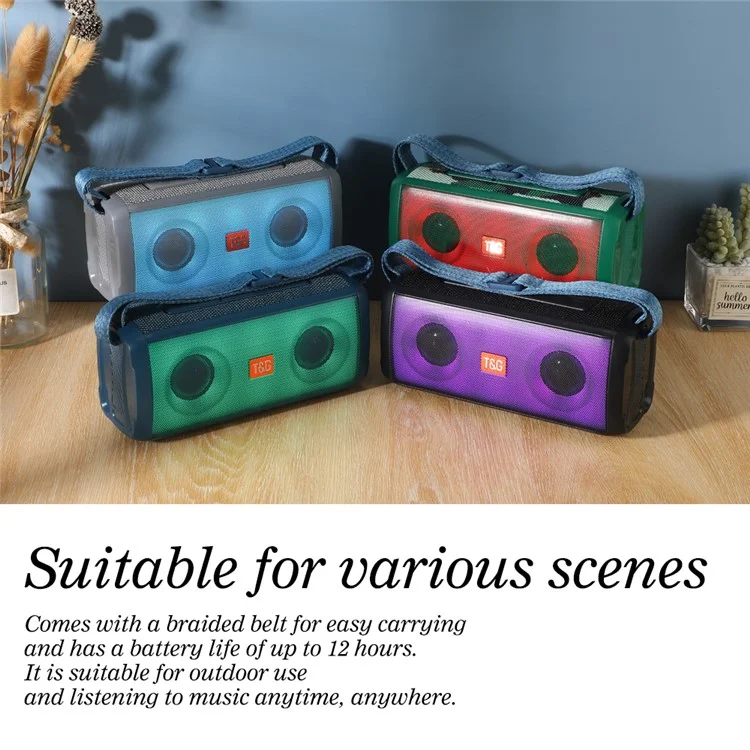 T&G TG345 Altavoz Bluetooth Portátil Recargable Inalámbrico Outdoor Luz de Respiración Subwoofer Estéreo - Azul