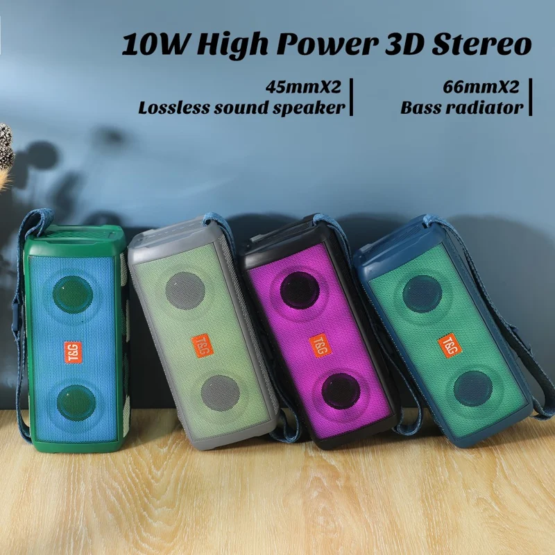 T&G TG345 Portable Rechargeable Bluetooth-compatible Speaker Outdoor Breathing Light Wireless Stereo Subwoofer - Grey