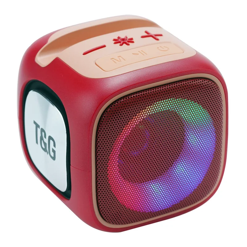 T&G TG359 Mini Rechargeable Bluetooth-compatible Speaker Portable Outdoor Wireless Stereo Subwoofer with Breathing Light - Red
