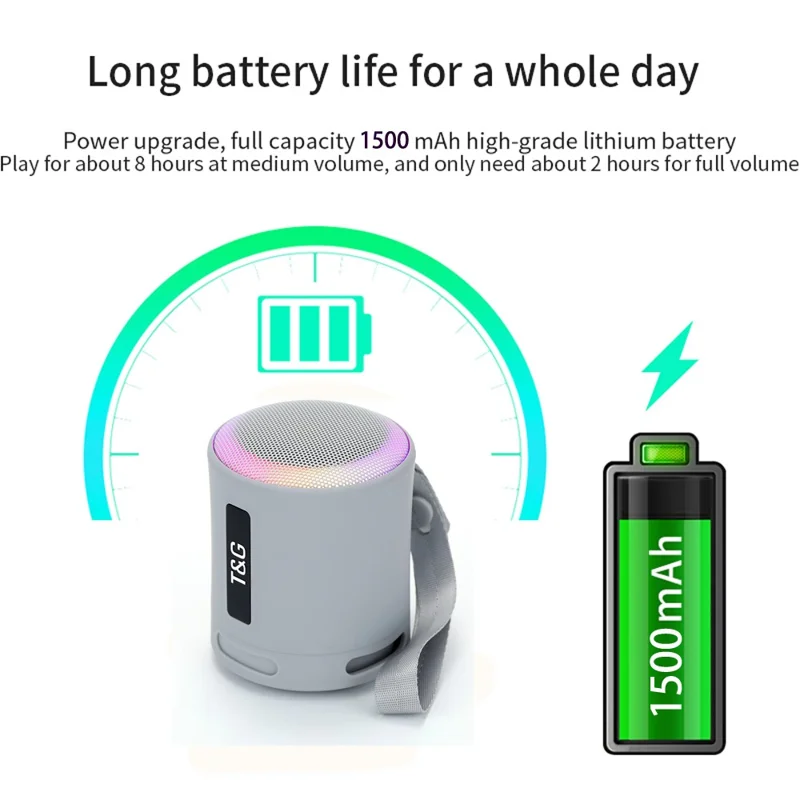 T&G TG373 LED Breathing Light Portable Bluetooth-compatible Speaker Outdoor Wireless Stereo Subwoofer - Red