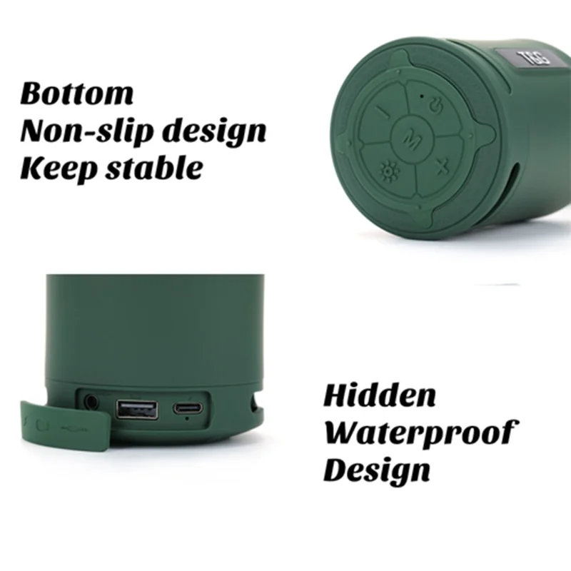 T&G TG373 LED Breathing Light Portable Bluetooth-compatible Speaker Outdoor Wireless Stereo Subwoofer - Red