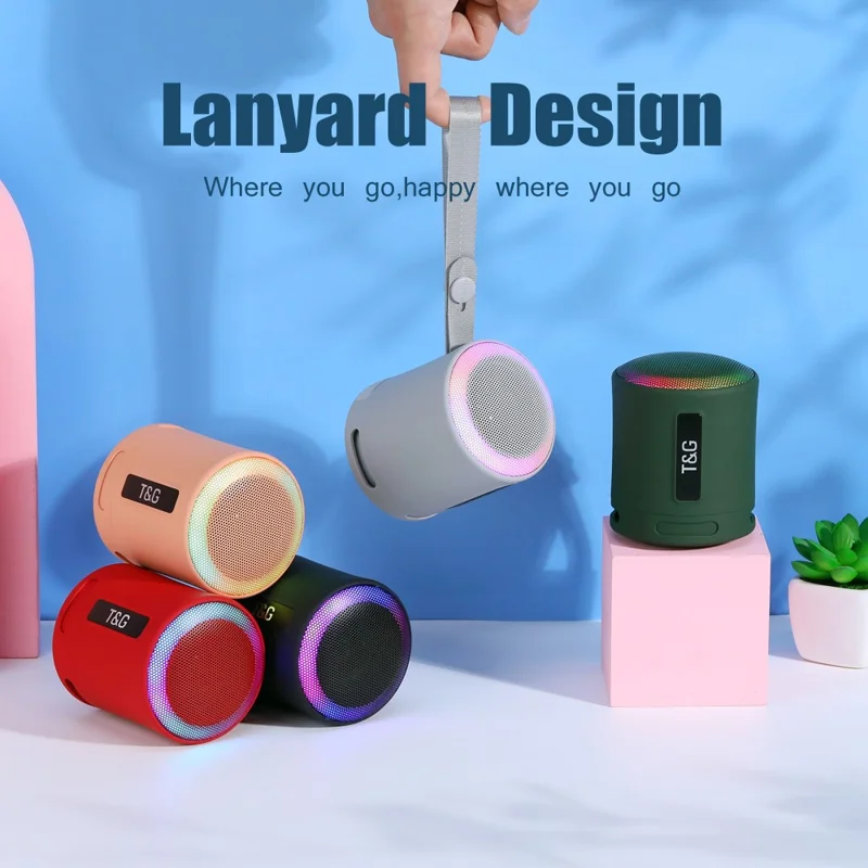 T&G TG373 LED Breathing Light Portable Bluetooth-compatible Speaker Outdoor Wireless Stereo Subwoofer - Rose Gold