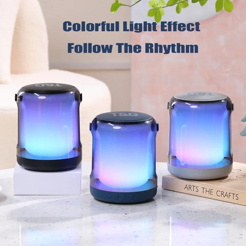T&G TG376 RGB LED Breathing Light Rechargeable Bluetooth-compatible Speaker Portable Wireless Stereo Subwoofer - Black