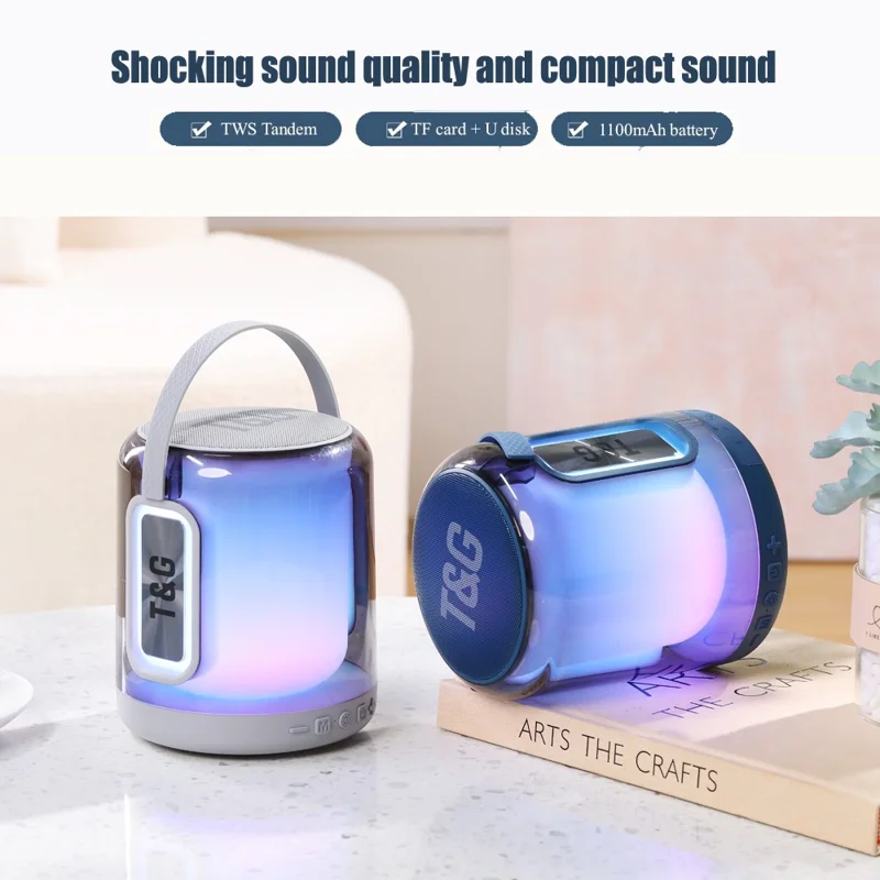 T&G TG376 RGB LED Breathing Light Rechargeable Bluetooth-compatible Speaker Portable Wireless Stereo Subwoofer - Black