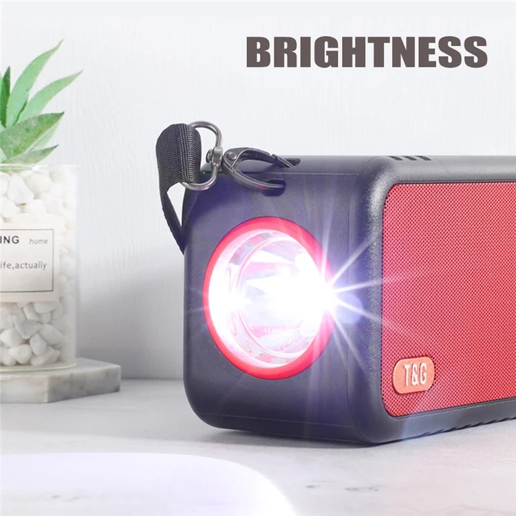 T&G TG637 Солнечная аккумуляторная Bluetooth-колонка для улицы Радио FM Карта TF Стереофонический сабвуфер с LED-фонариком - Черный
