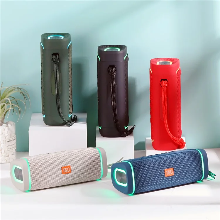 T&G TG375 Altavoz Bluetooth inalámbrico portátil Columna de sonido con iluminación RGB TWS Subwoofer estéreo Boombox - Verde negruzco