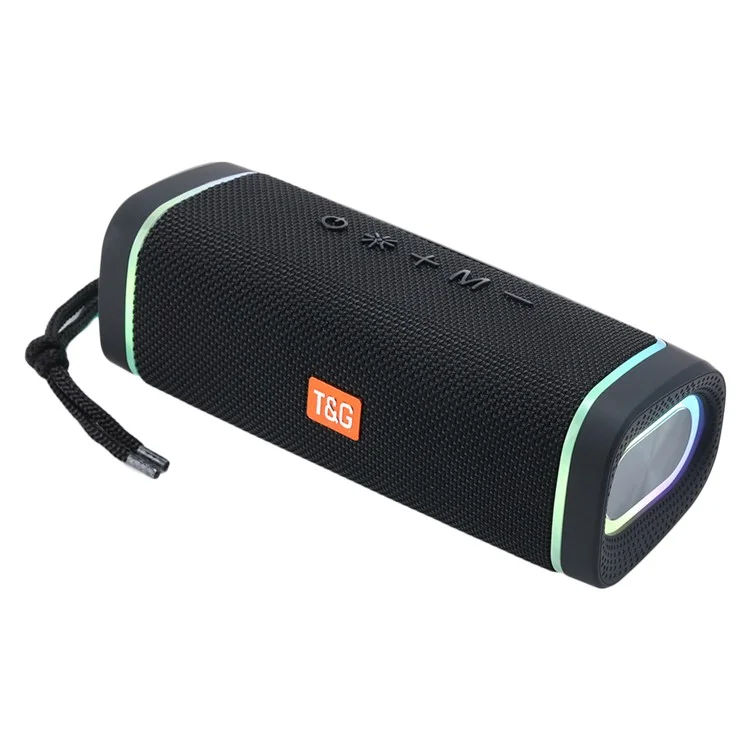 T&G TG375 Caixa de Som Bluetooth Sem Fio Portátil Coluna de Som com Iluminação RGB TWS Subwoofer Estéreo Caixa de Som - Preto