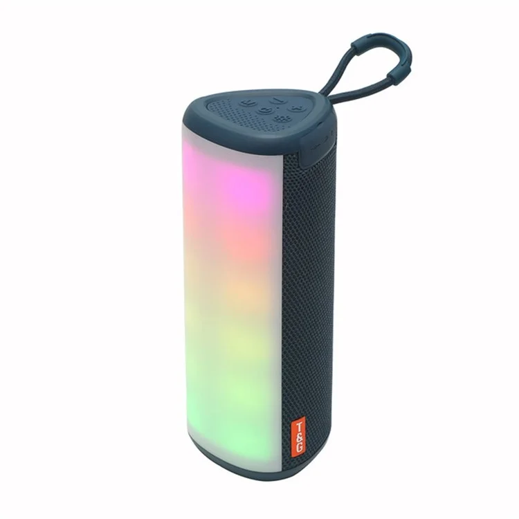 T&G TG357 Portable Wireless Bluetooth-compatible Speaker Outdoor TWS Stereo Subwoofer with RGB Light - Blue