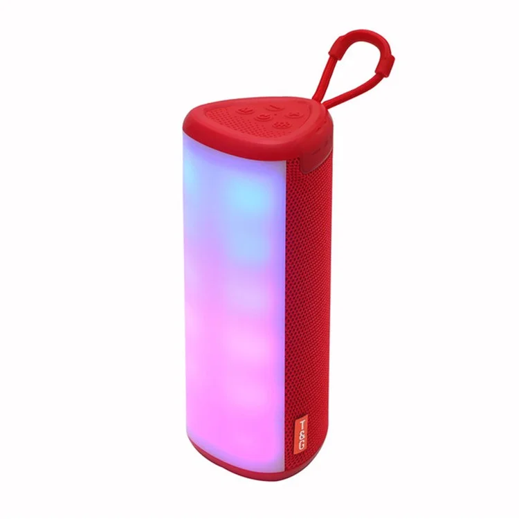 T&G TG357 Portable Wireless Bluetooth Speaker Outdoor TWS Stereo Subwoofer with RGB Light - Red