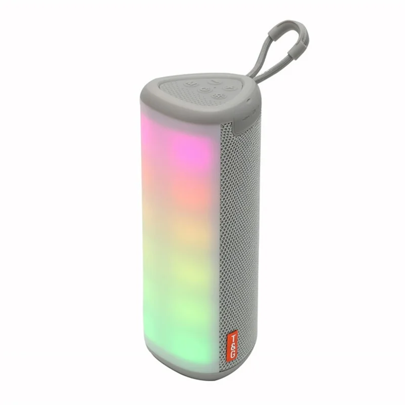 T&G TG357 Portable Wireless Bluetooth-compatible Speaker Outdoor TWS Stereo Subwoofer with RGB Light - Grey