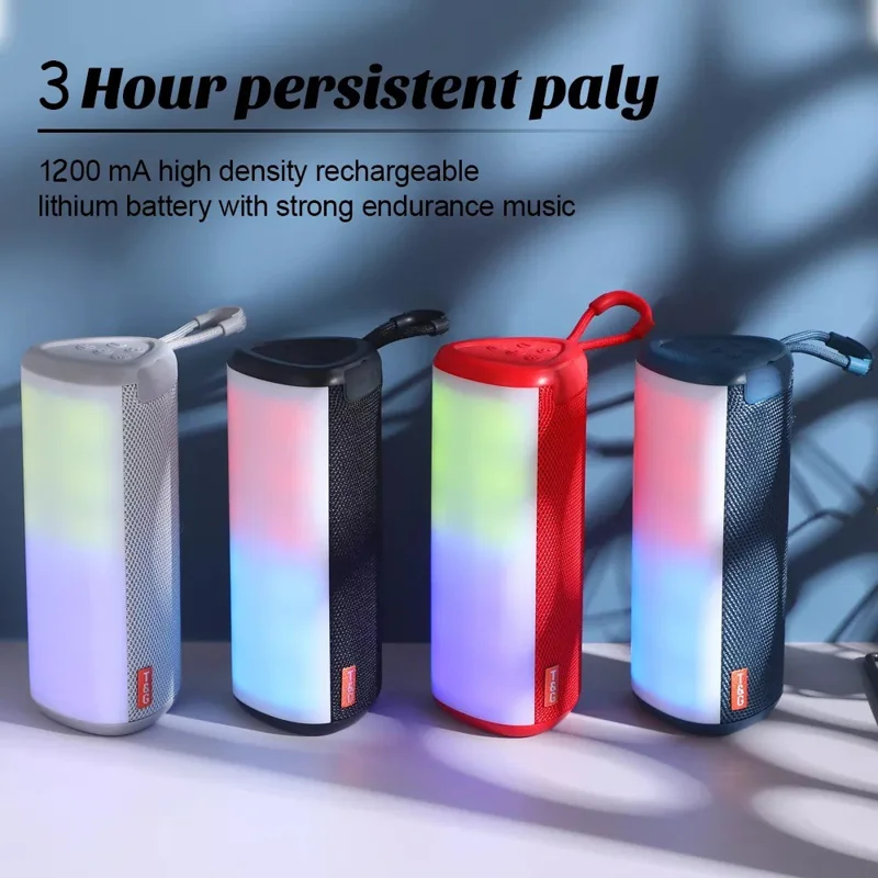 T&G TG357 Portable Wireless Bluetooth-compatible Speaker Outdoor TWS Stereo Subwoofer with RGB Light - Grey