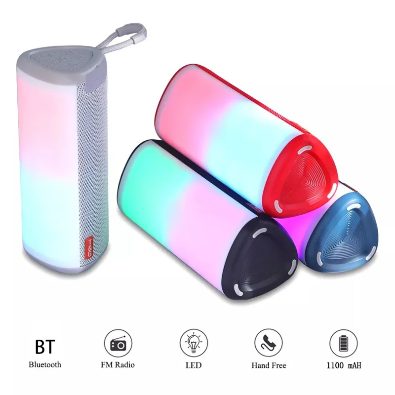 T&G TG357 Portable Wireless Bluetooth-compatible Speaker Outdoor TWS Stereo Subwoofer with RGB Light - Grey