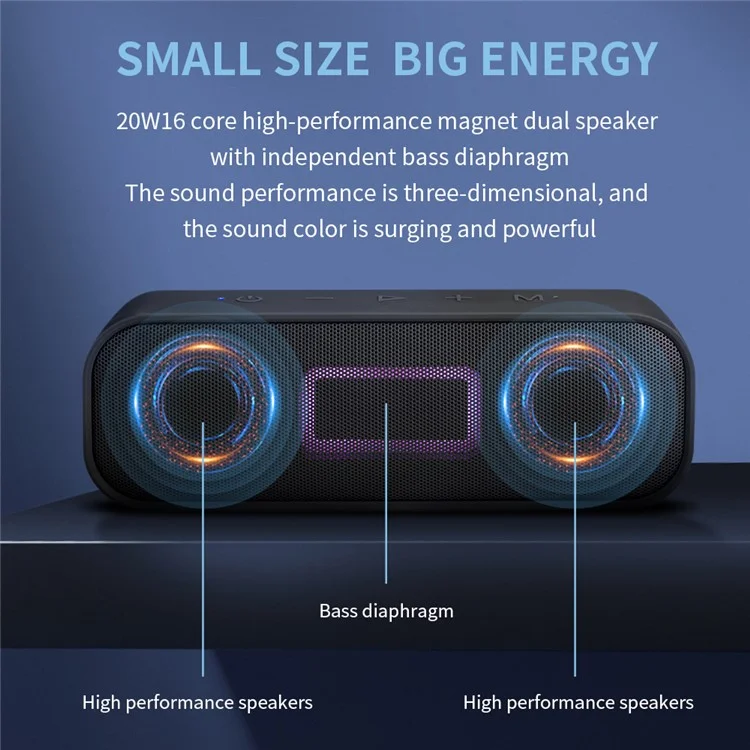 CYBORIS S2 IPX6 Haut-parleur extérieur étanche à l'eau portable sans fil Bluetooth - Bleu