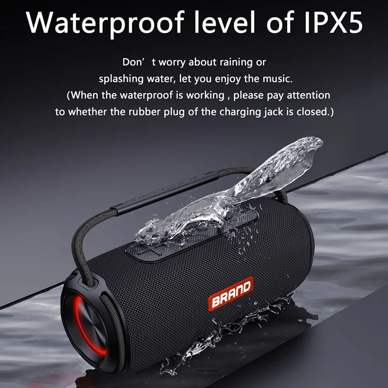 X5 Portable Rechargeable Bluetooth Speaker 40W Waterproof Outdoor TWS Wireless Stereo Subwoofer - Black