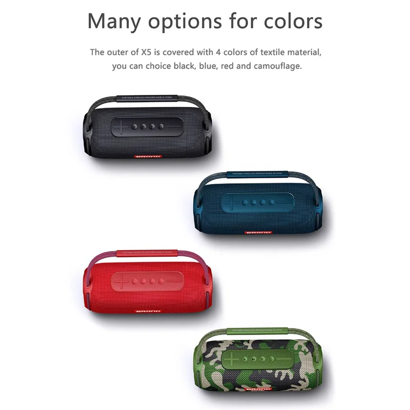 X5 Portable Rechargeable Bluetooth Speaker 40W Waterproof Outdoor TWS Wireless Stereo Subwoofer - Black