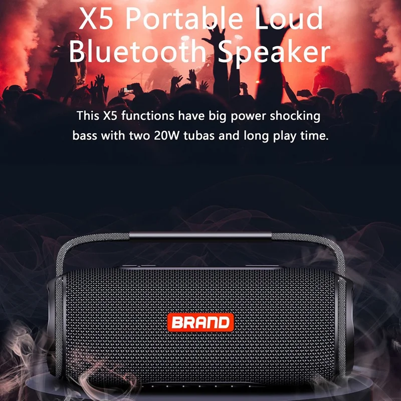 X5 Portable Rechargeable Bluetooth Speaker 40W Waterproof Outdoor TWS Wireless Stereo Subwoofer - Camouflage