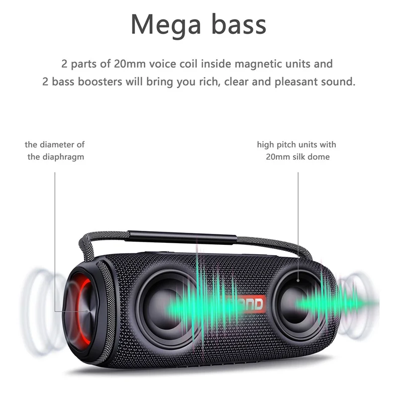 X5 Portable Rechargeable Bluetooth Speaker 40W Waterproof Outdoor TWS Wireless Stereo Subwoofer - Camouflage