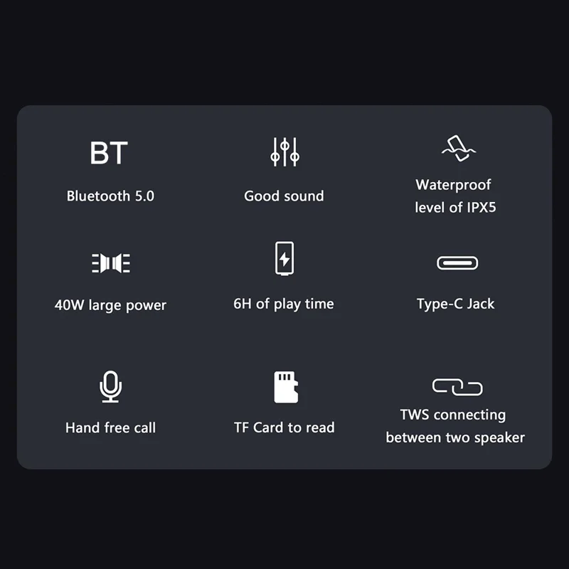 X5 Portable Rechargeable Bluetooth Speaker 40W Waterproof Outdoor TWS Wireless Stereo Subwoofer - Camouflage