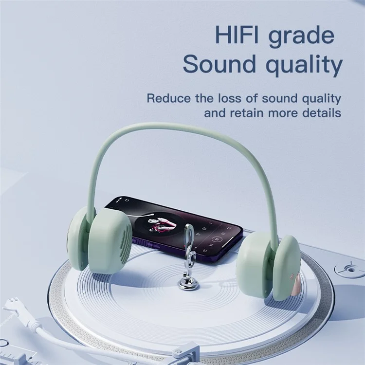 T5 Mini Size Neck Hanging Bluetooth-compatible Speaker Neckband Portable Wireless HiFi Sound Subwoofer with LED Light - White