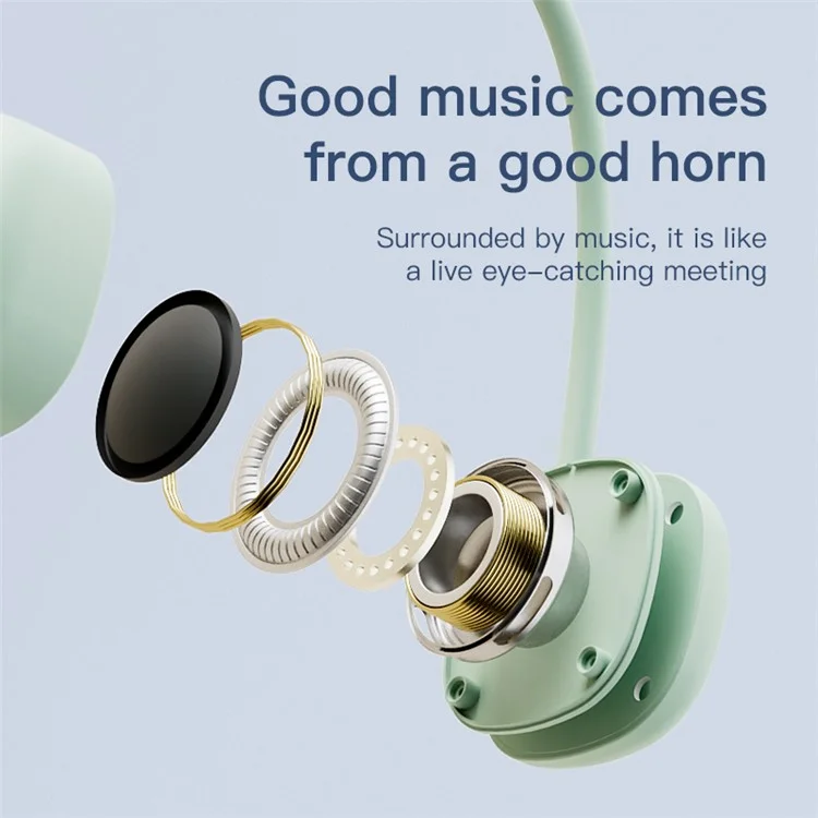 T5 Mini Size Neck Hanging Bluetooth-compatible Speaker Neckband Portable Wireless HiFi Sound Subwoofer with LED Light - White