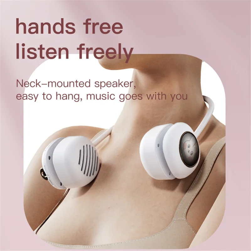 T5 Mini Size Neck Hanging Bluetooth-compatible Speaker Neckband Portable Wireless HiFi Sound Subwoofer with LED Light - Dark Blue