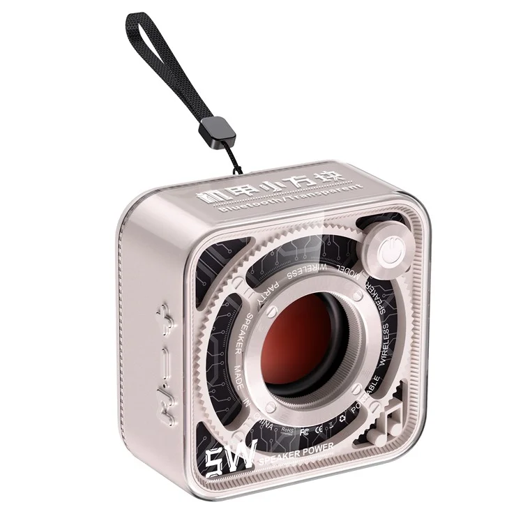 DW12 Portable Mini Bluetooth-compatible Speaker Transparent PC Wireless Subwoofer Support TF Card (CE Certified) - Beige