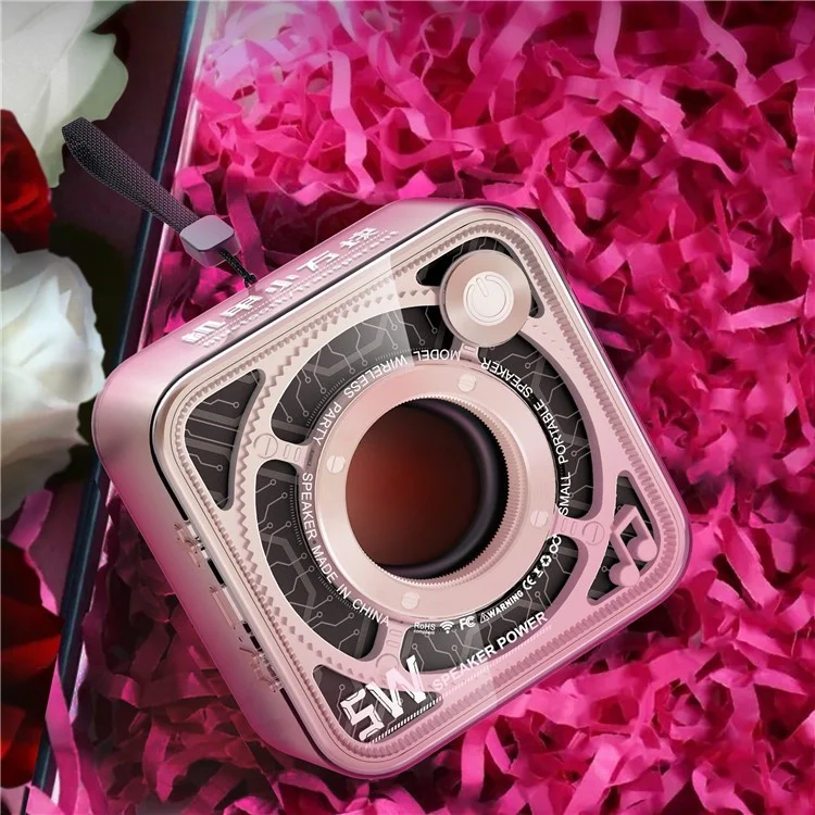 DW12 Portable Mini Bluetooth-compatible Speaker Transparent PC Wireless Subwoofer Support TF Card (CE Certified) - Beige